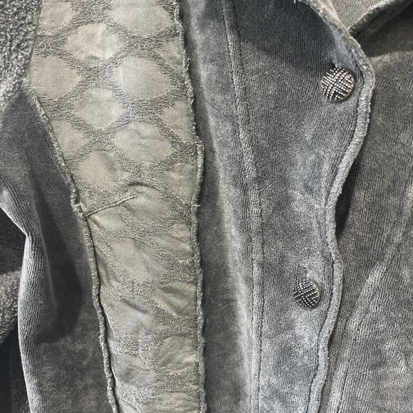 Nannette Keller Blouse Women’s Small Button Up Gray Patchwork Art To Wear Boho - Picture 3 of 9